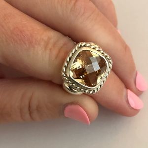 Champagne colored stone in Silver Setting